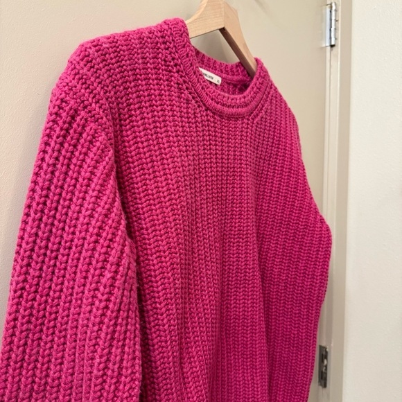Marine Layer Chunky Oversized Crewneck Sweater Size XS Pink Rose Violet - Picture 10 of 13